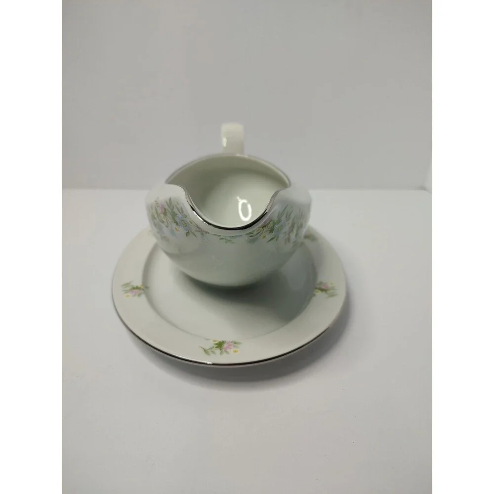 Johann Haviland Bavaria FOREVER SPRING Gravy Boat Attached Under Plate - 9”